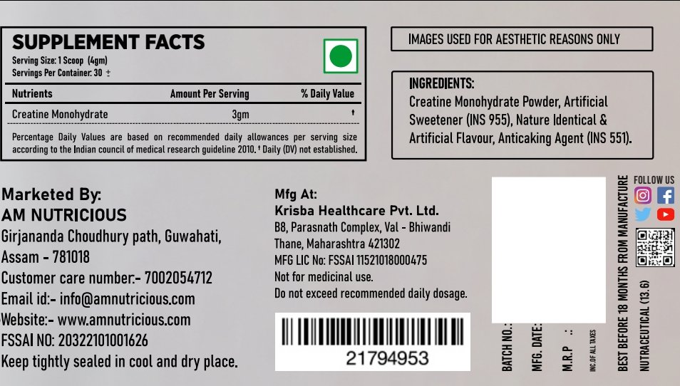 Creatine Nutritional Info