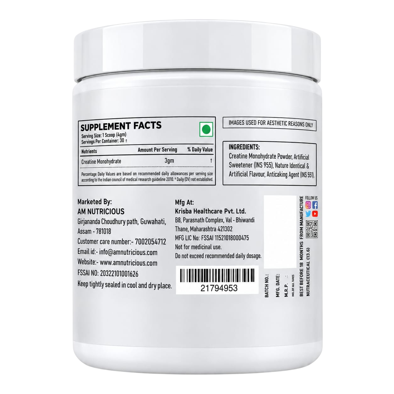 Creatine backside with jar png
